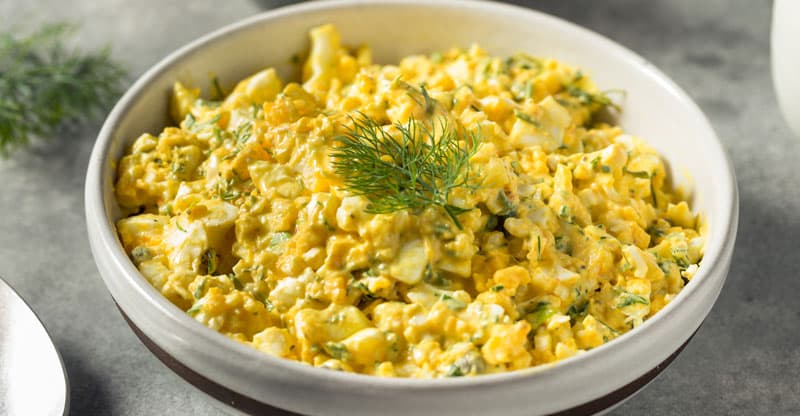 September Recipe: Delicious Egg Salad Delicious egg salad bowl with dill and herb